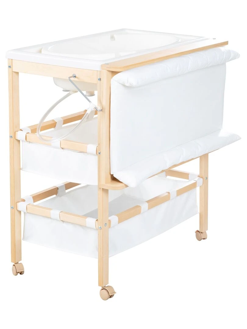 ROBA Table À Langer Avec Baignoire "Baby Pool" + Matelas À Langer Blanc   Naturel   Blanc
