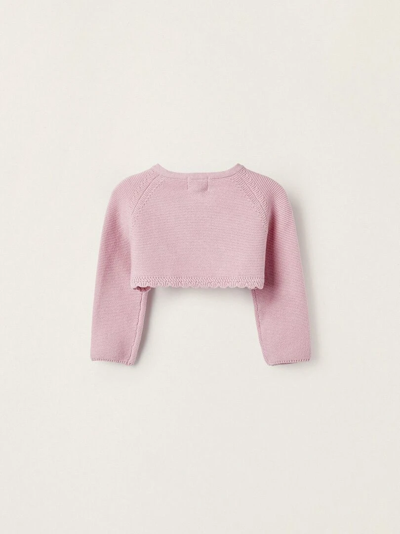 Veste Boléro en Maille de Coton pour Nouveau Née ATLANTIC COMPANY Rose