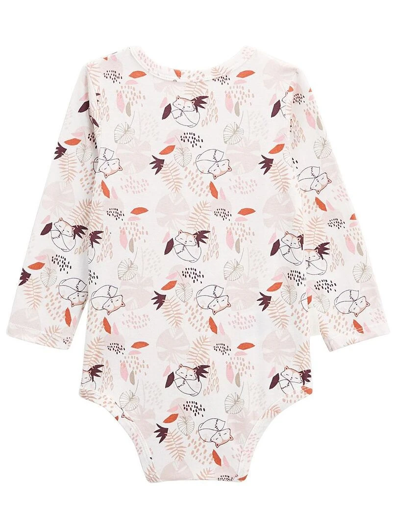 Lot de 2 bodies bébé manches longues ouverture croisée Machu Picchu   Rose