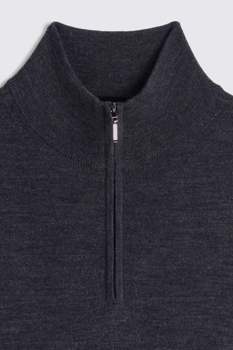 Navy Merino Crew Neck Jumper   Buy Online at Moss