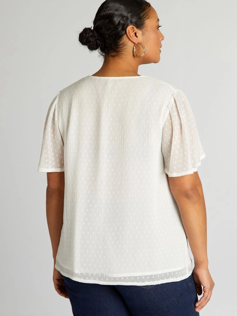 Blouse en voile 'plumetis'   blanc