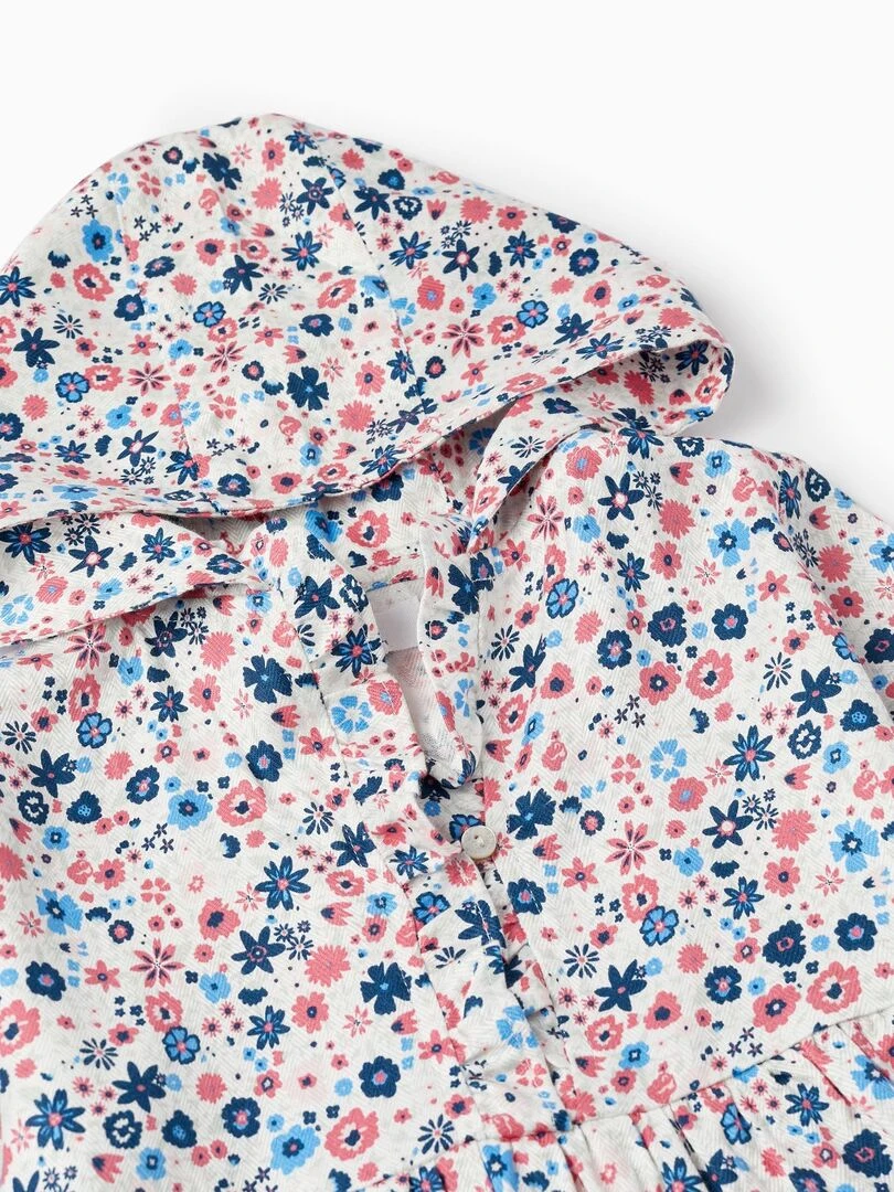 Chemisier Florale avec Capuche pour Fille manches longues SPRING BEGINS   Blanc