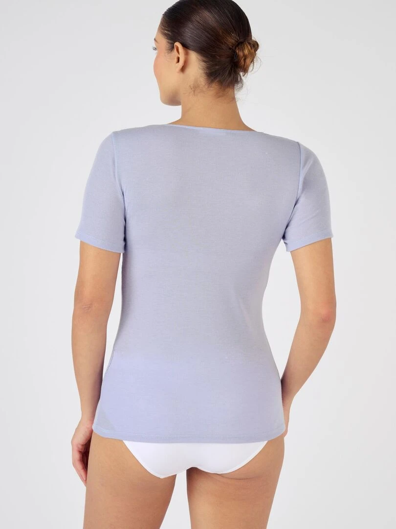 T shirt manches courtes Douceur soyeuse Thermolactyl   Damart   Bleu lavande