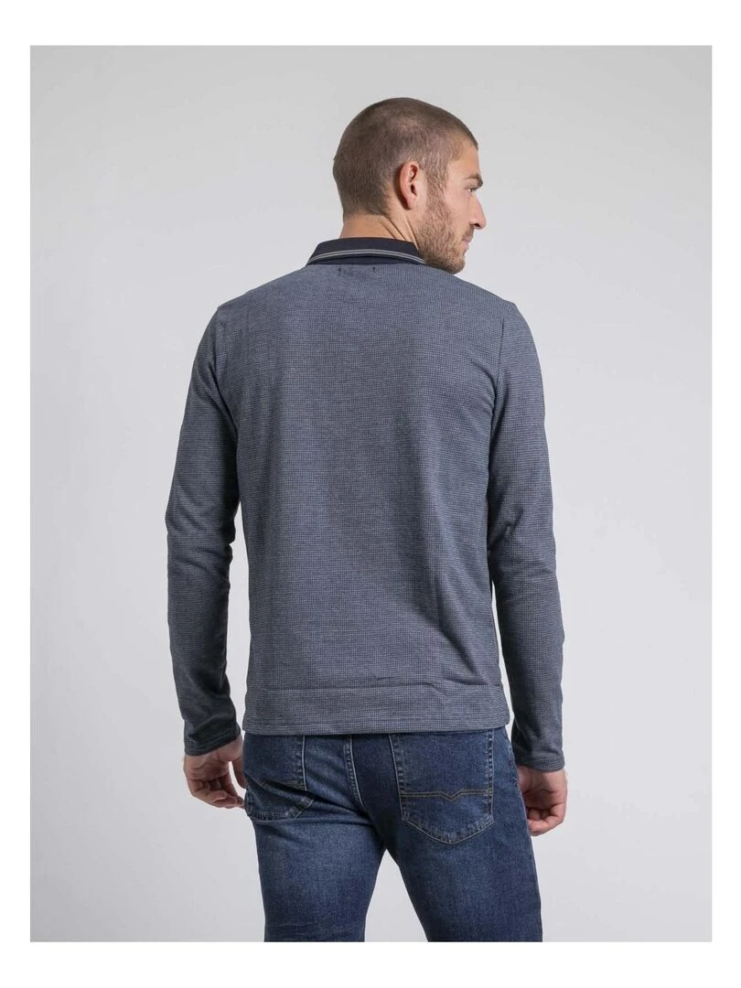 Polo manches longues pur coton PANIKATSU Bleu marine