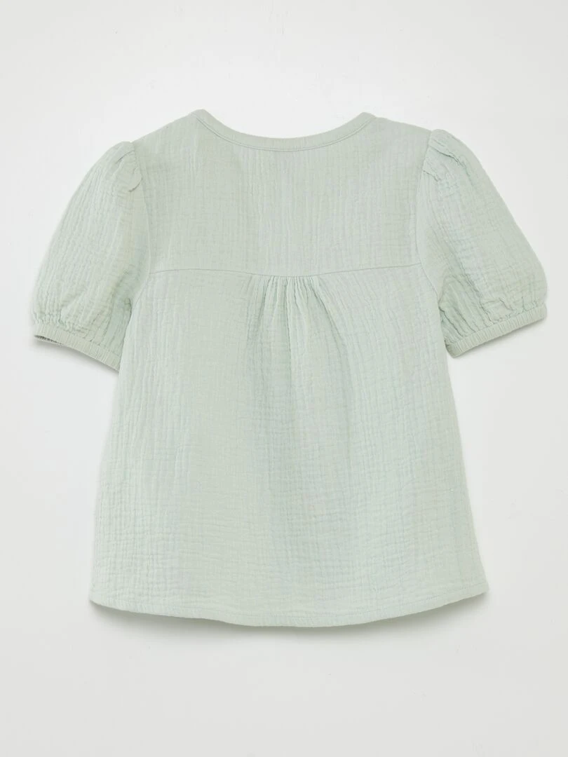 Chemisier en gaze de coton bleu