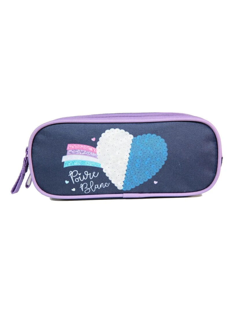 Trousse scolaire 2 compartiments Poivre Blanc C?ur Arc En Ciel Bleu marine Bagtrotter Bleu