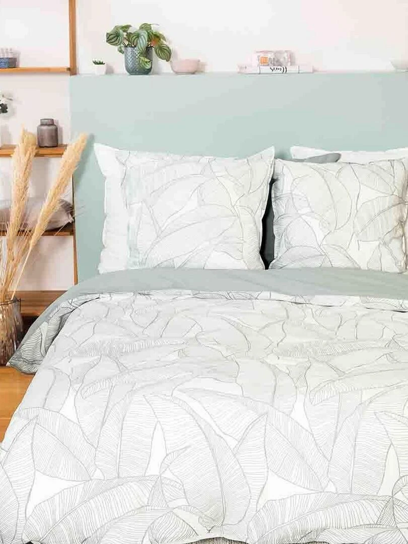Housse de couette 220x240 + 2 taies d'oreiller 63x63 Lin Métis Lavé Pampelune Bleu