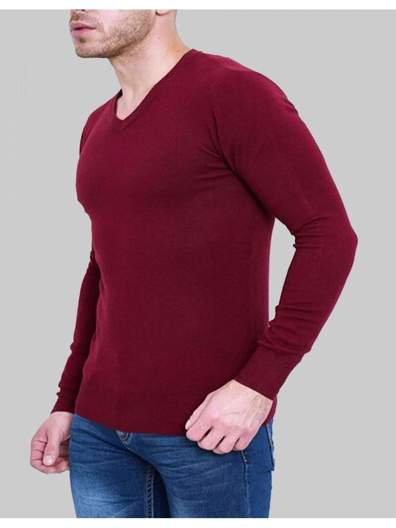 Pull manches longues col V Kebello Bordeaux