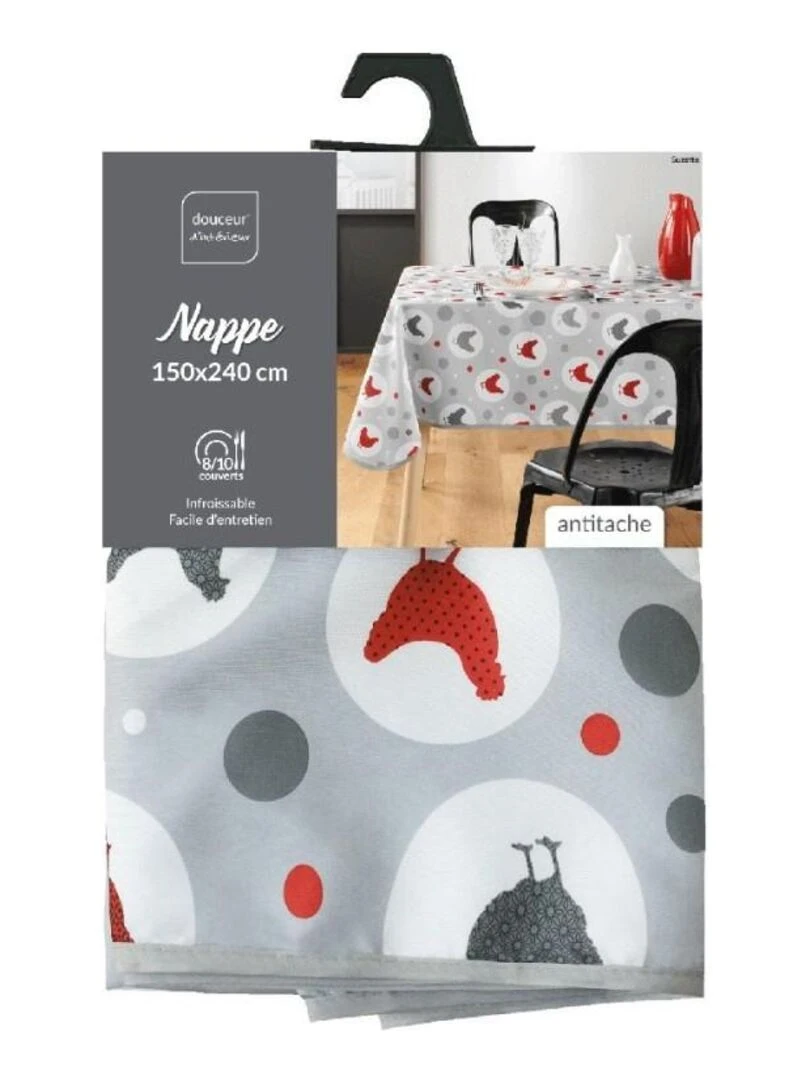 Nappe rectangulaire 150x240 cm Suzette gris   Gris