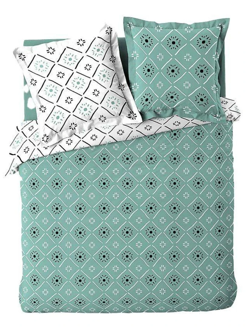 Housse de couette + 2 taies d'oreiller Tahina Bleu