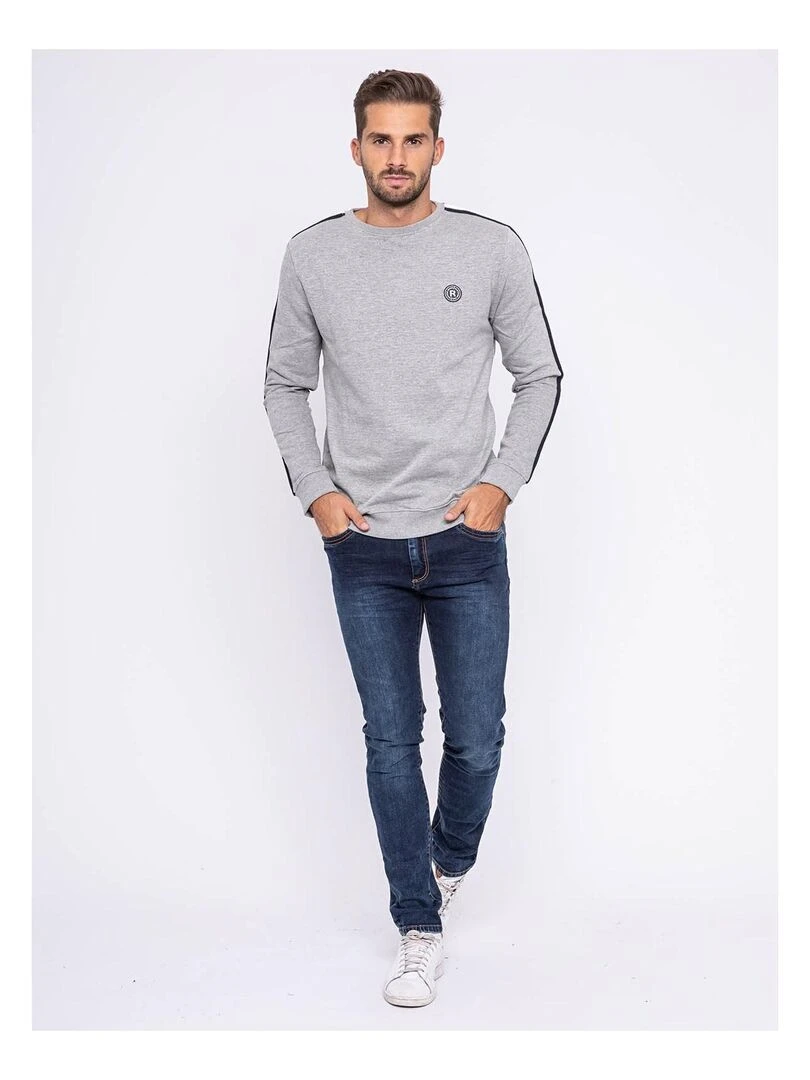 Sweat col rond pur coton WIMOLO   Gris