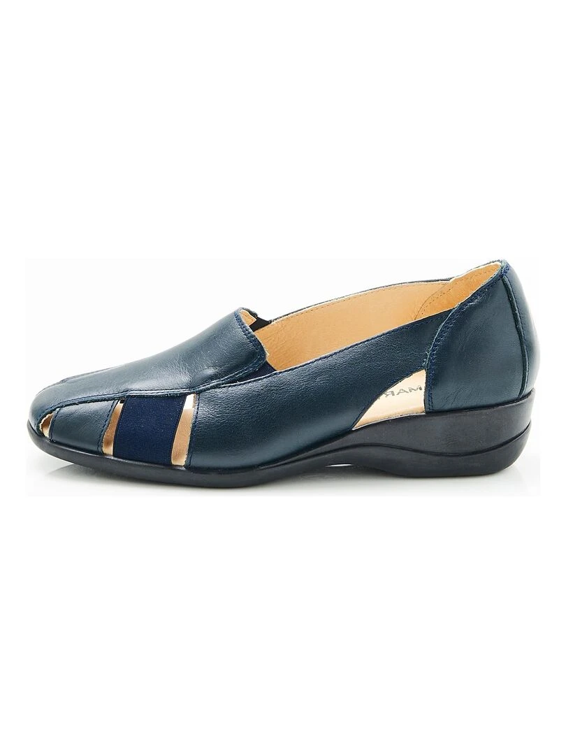 Mocassins dessus cuir   Damart   Bleu marine