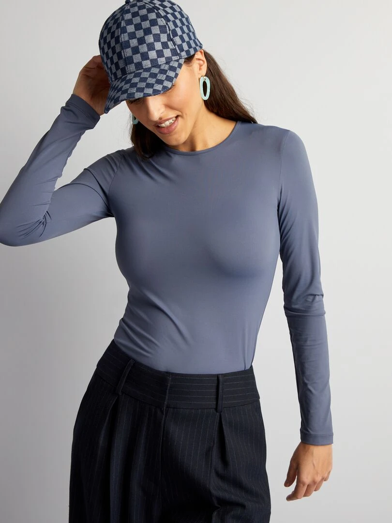 T shirt en maille stretch Gris