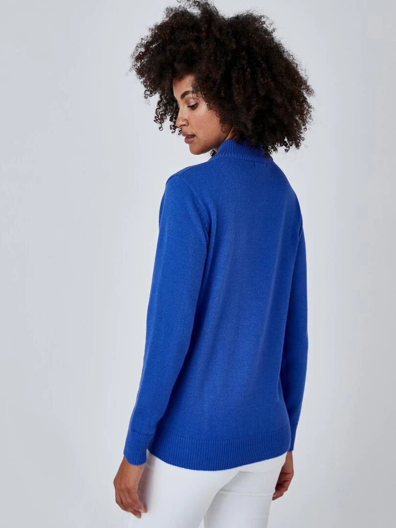 Pull col montant boutonné   Damart   Bleu
