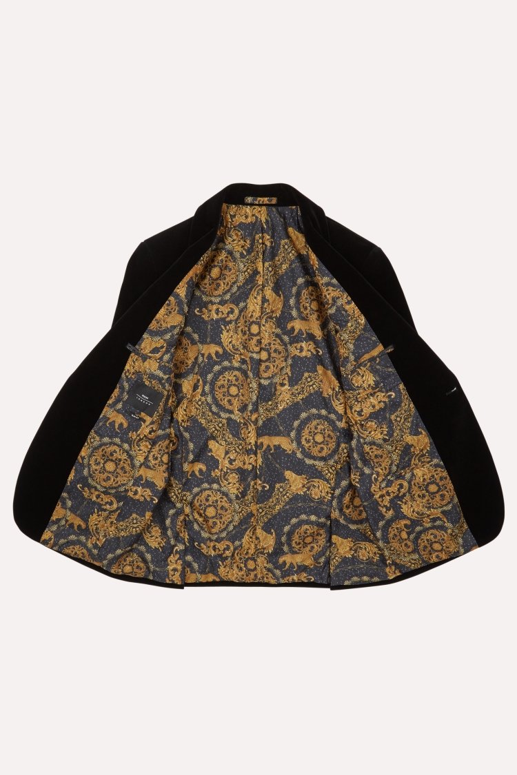 Slim Fit Black Velvet Shawl Lapel Jacket   Buy Online at Moss