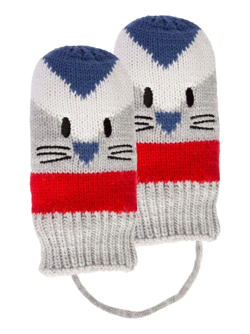 Moufles Jacquard Chat 2/4 ans Gris Gris Gris