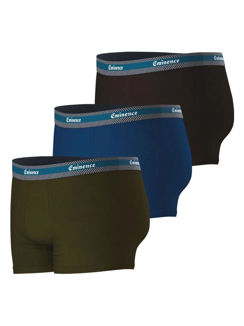 Lot de 3 boxers homme Sélection Coton Bio   Bleu Kaki Noir