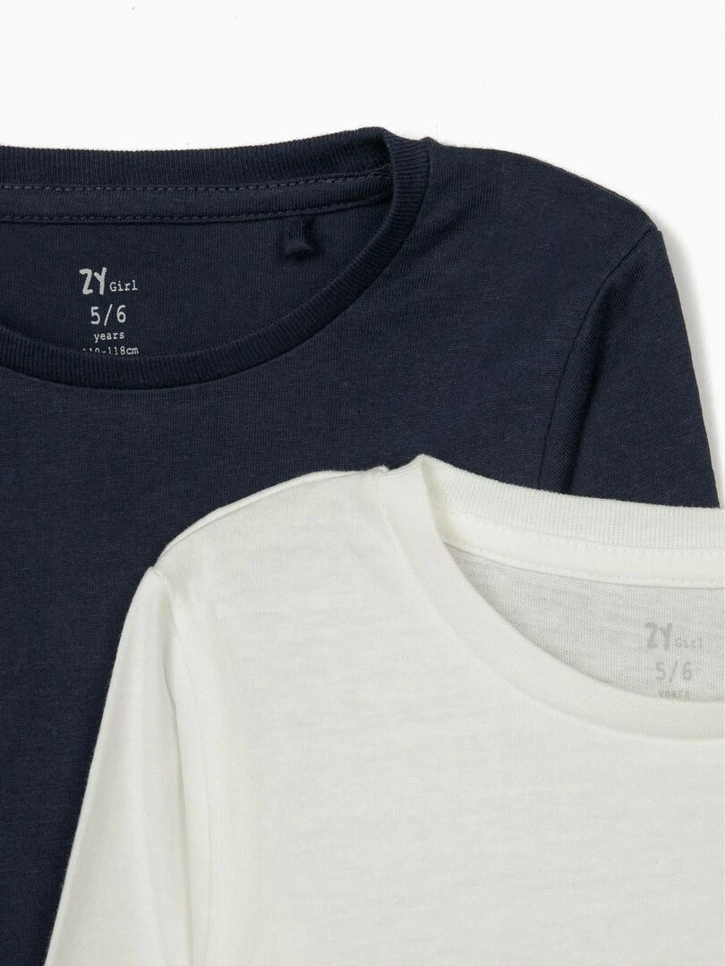 2 T Shirts Manches Longues Unis Fille manches longues DISRUPTION Bleu nuit