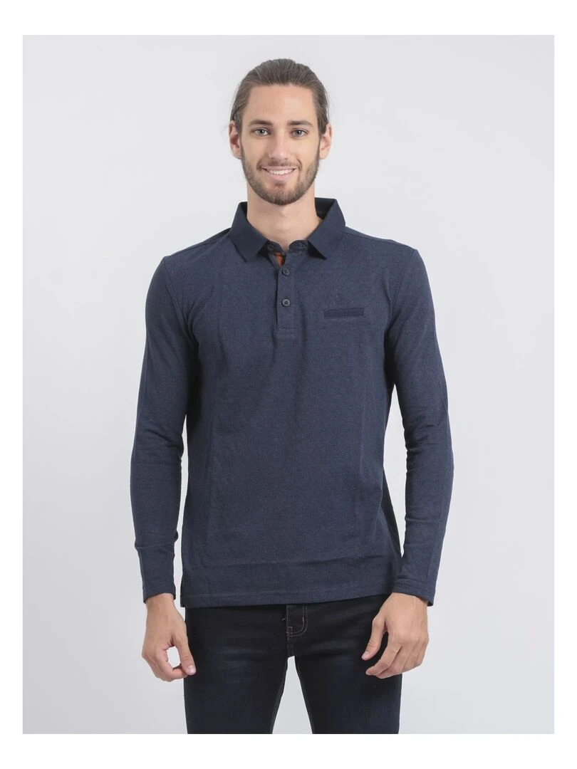 Polo manches longues pur coton PUMANAR Bleu marine