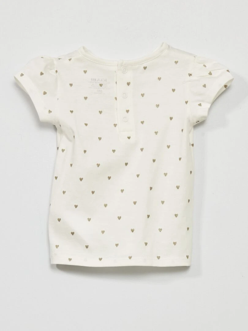 T shirt en jersey avec imprimé   Blanc cœur