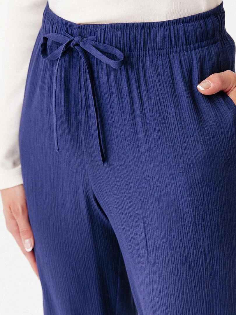 Pantalon fluide crépon    Damart   Bleu marine