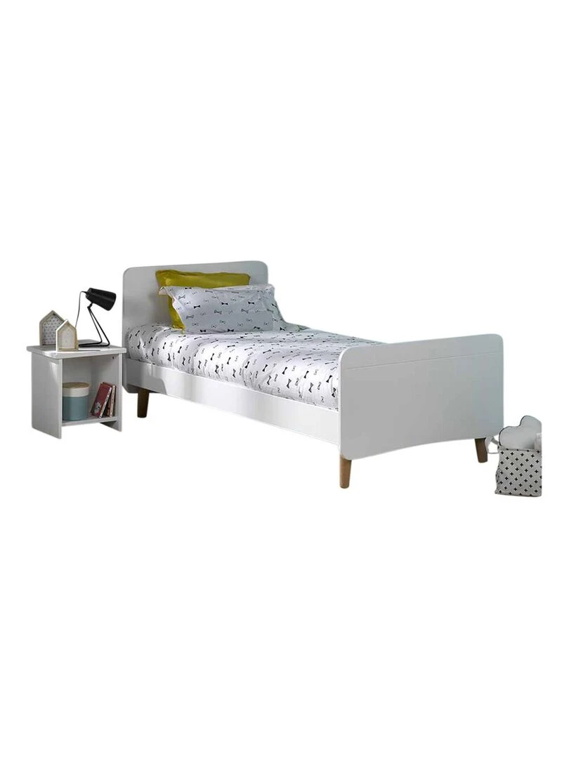 Pack lit avec pieds et matelas Spike AKITEN RETAIL Blanc Blanc