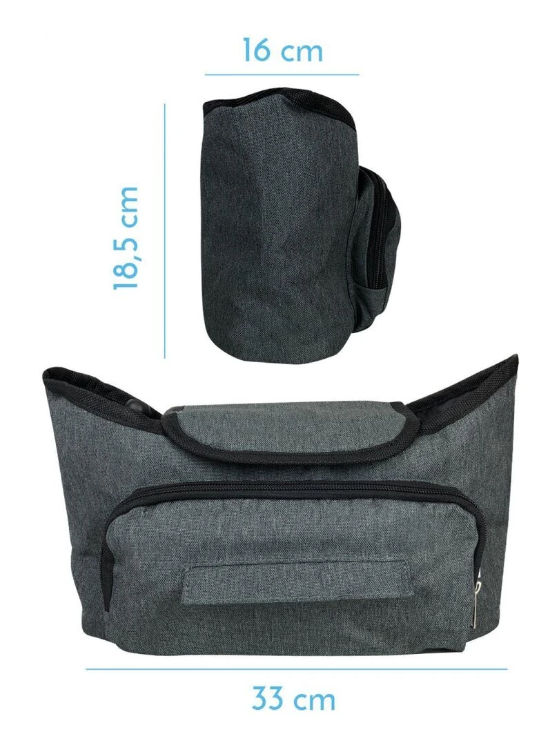 Sac à langer de rangement pour poussette Monsieur Bébé Gris
