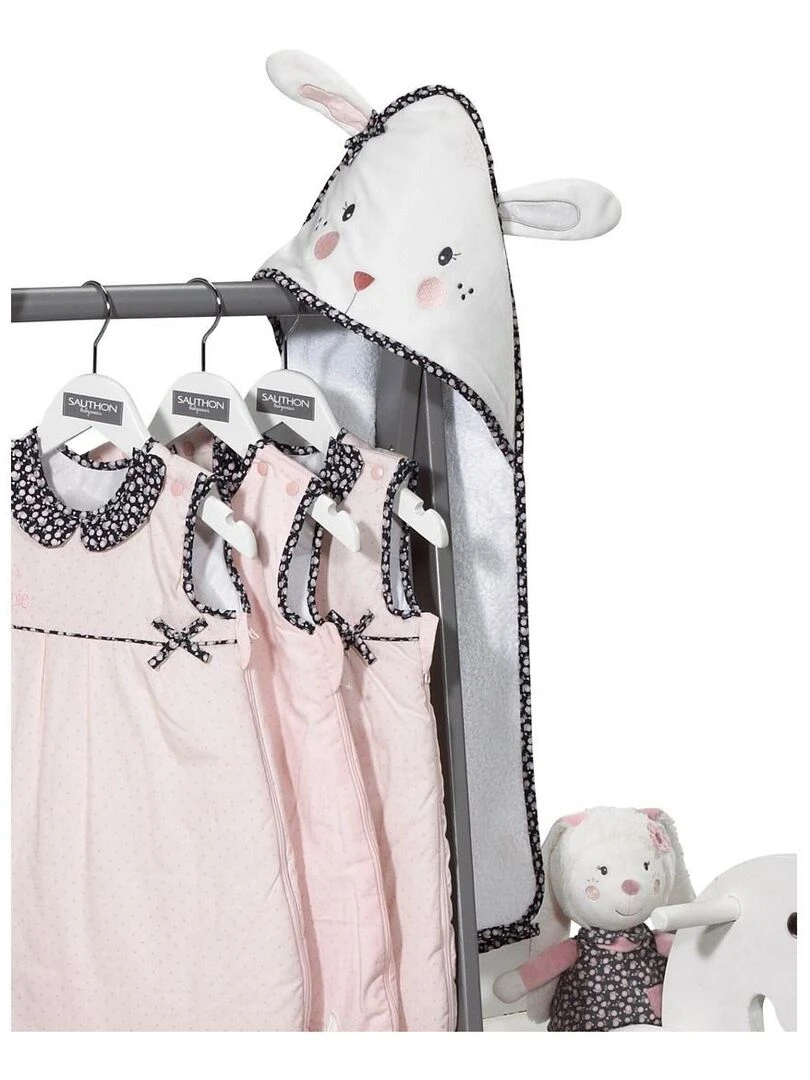 Sortie de bain lapin 75x75cm et gant en coton  blanc   SAUTHON   Blanc