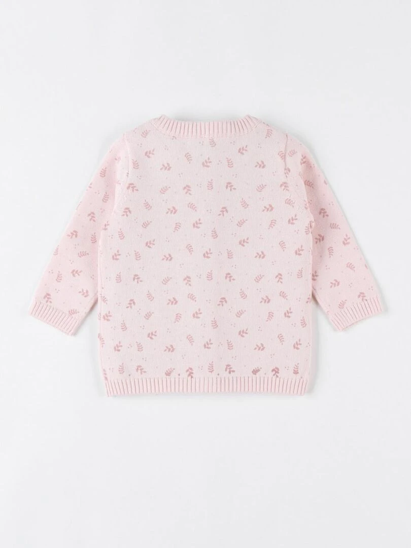 Cardigan imprimé végétal en tricot bio fin clair Noukie's Rose