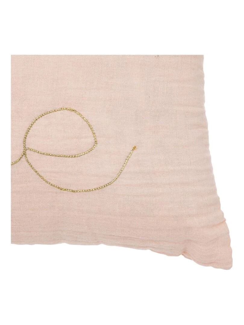 Coussin rectangle double gaze de coton 30x50 cm Love rose Rose