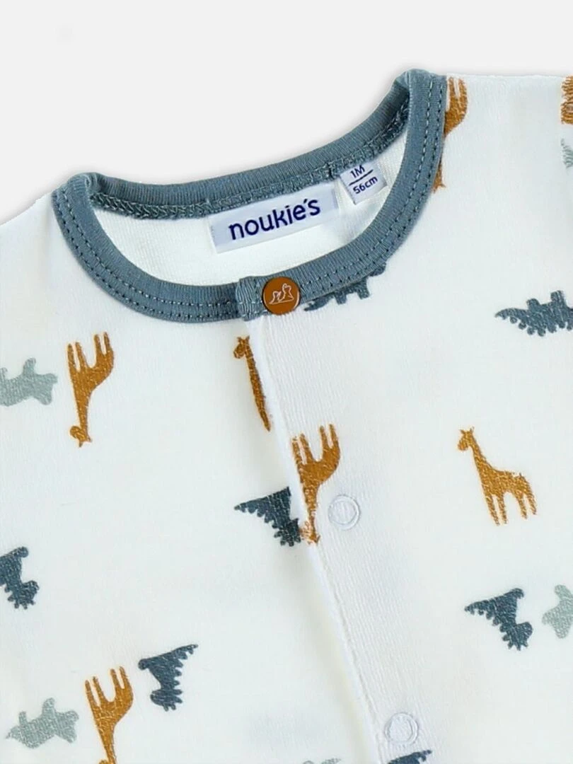Pyjama imprimés dinosaures en velours Noukie's Blanc