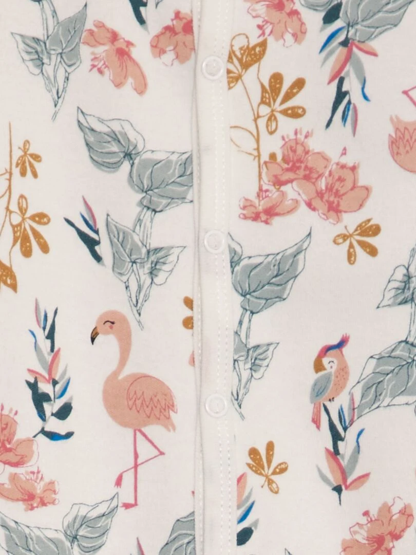 Pyjama 1 pièce 'flamands roses' Blanc