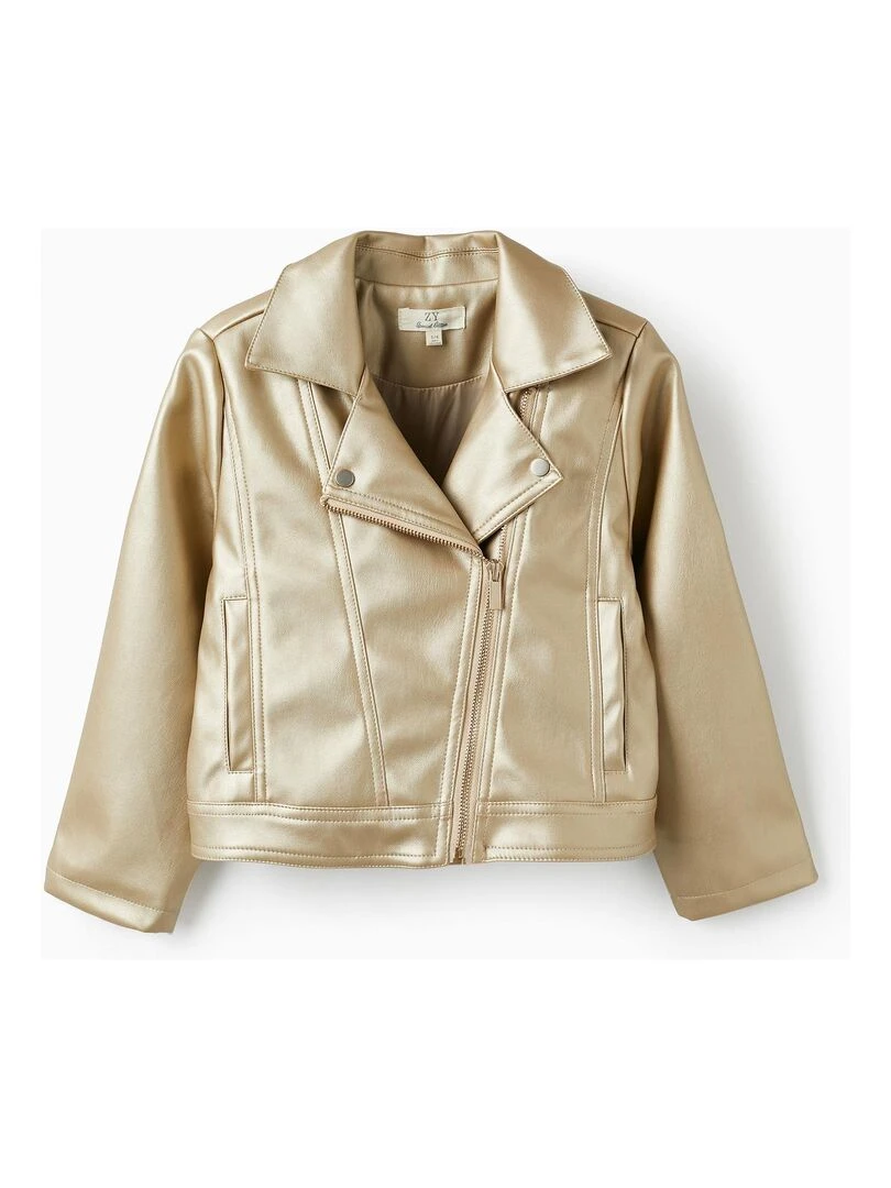 Veste de motard pour fille LETS PARTY Or rose