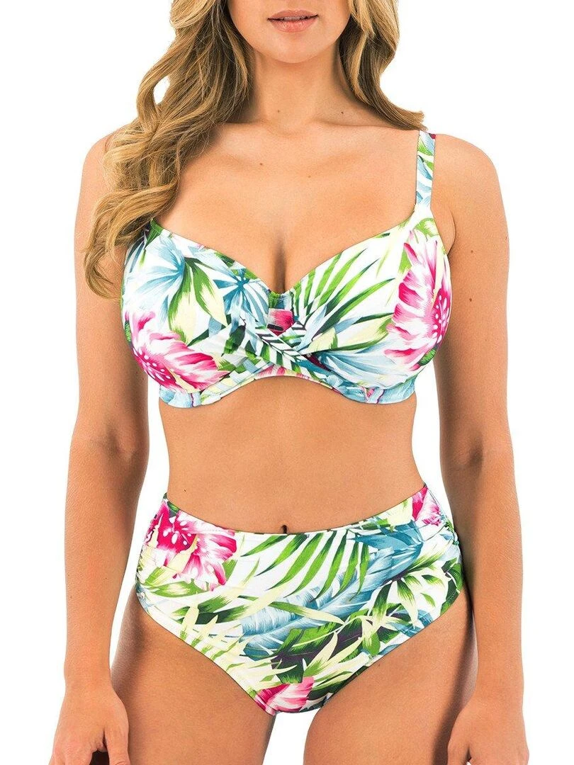 Haut de maillot imprimé tropical à armatures Langkawi Blanc