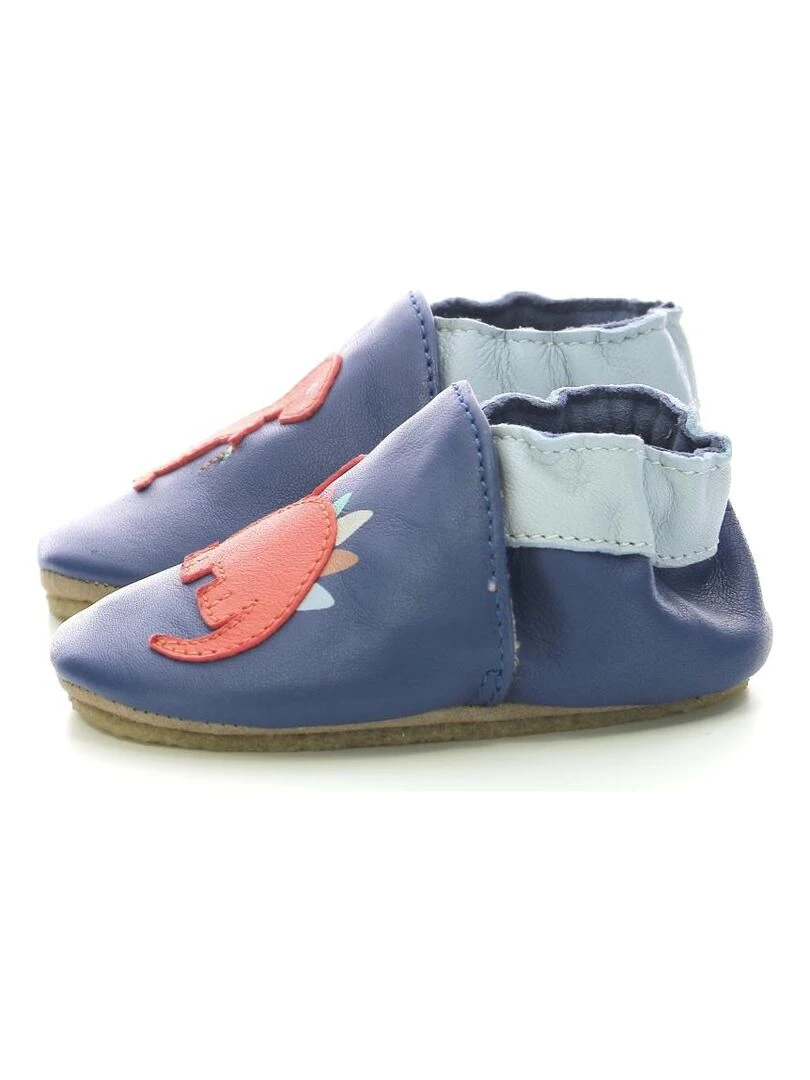Chaussons Cuir Dino Time   Bleu