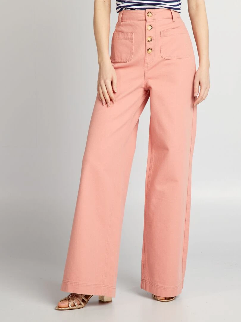 Jean large à taille haute L32 Rose