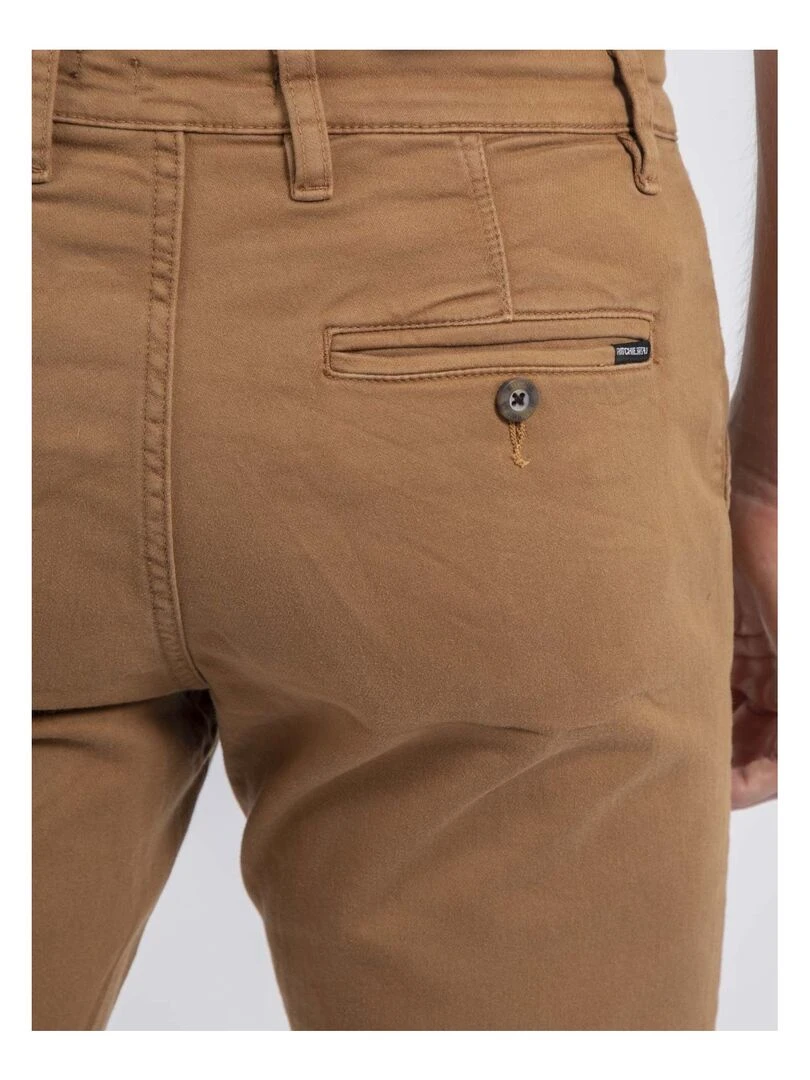 Pantalon chino coupe ajustée VALBACOL   Marron glacé