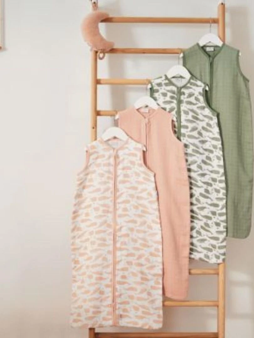 Gigoteuse gaze de Coton 90cm Whales Rose Pale    Jolle   Rose