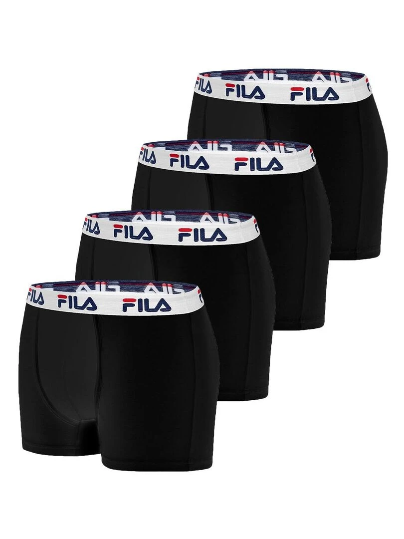 Lot de 4 Boxers Coton homme FU5016 Uni Fila Noir
