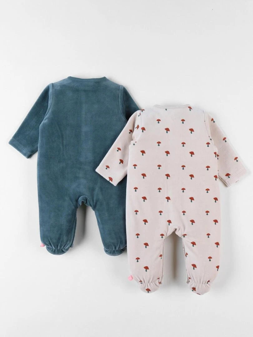 Set de 2 pyjamas 1 pièce clair/vert forêt Noukie's Beige