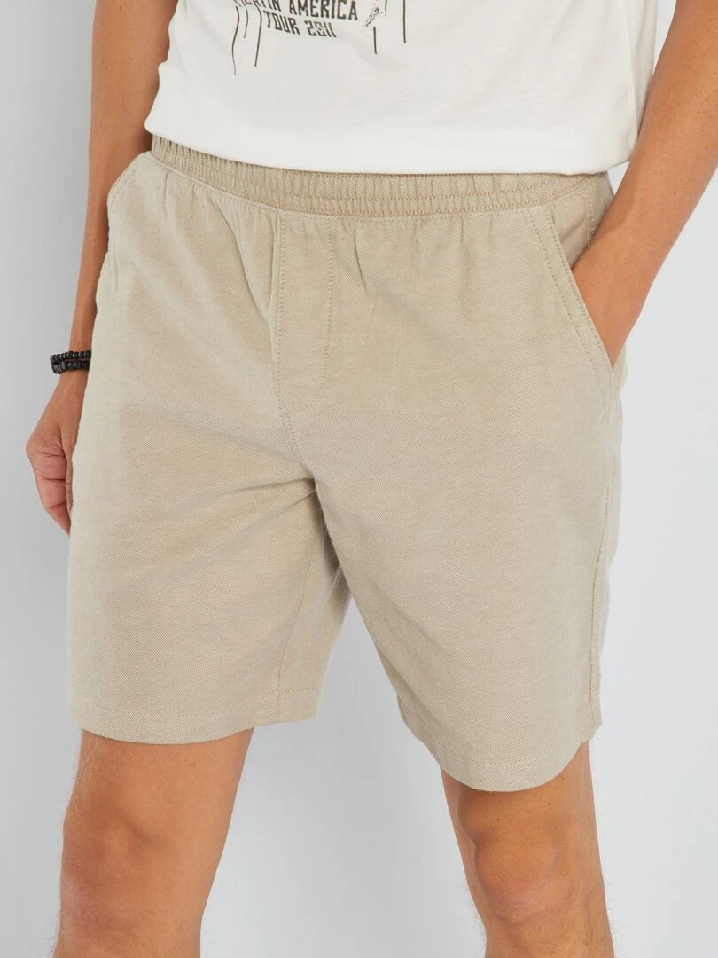 Bermuda uni à taille élastiquée   Beige