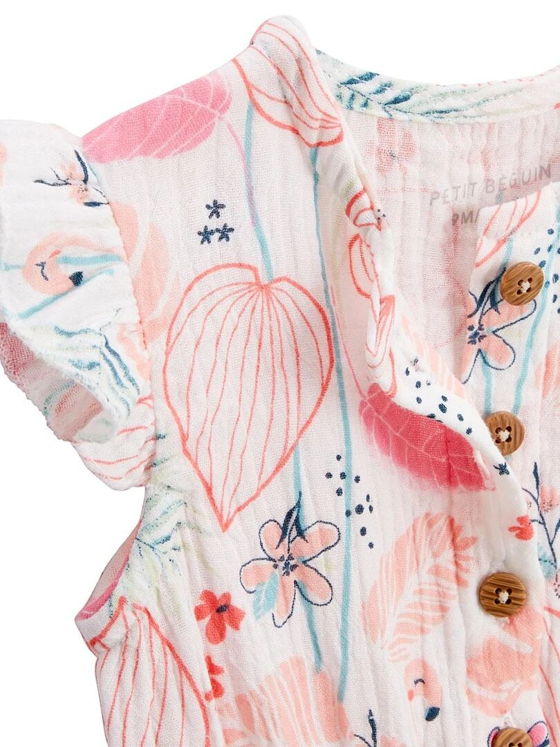 Combinaison bébé en gaze de coton Caraïbes   Rose