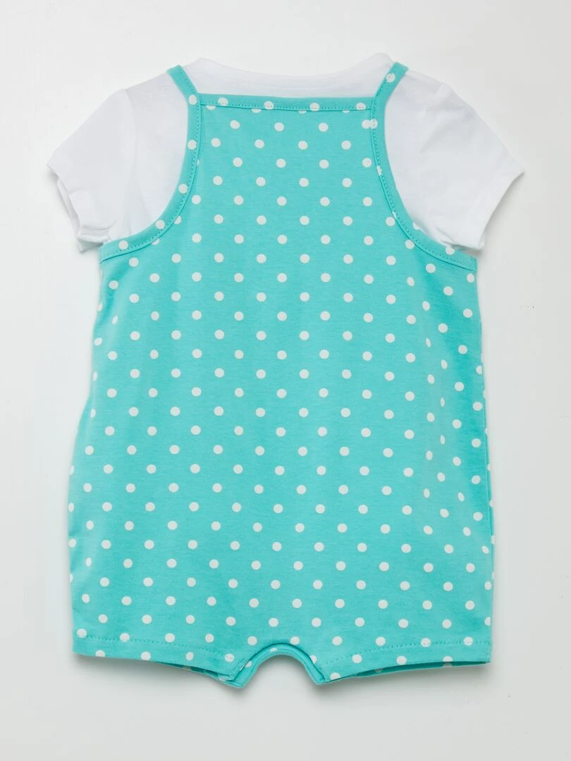 Ensemble combishort + t shirt 2 pièces Vert