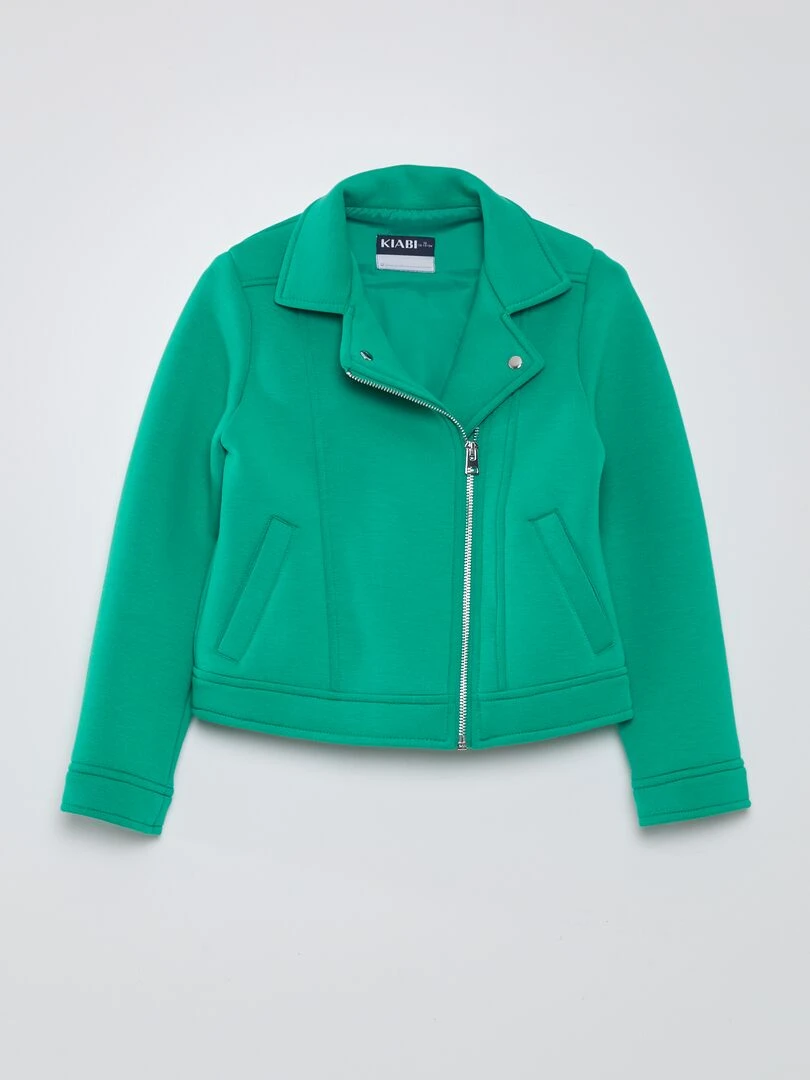 Veste en maille avec ouverture zippée asymétrique VERT