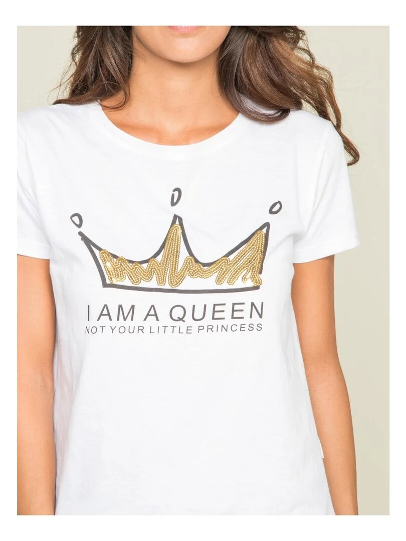 T shirt col rond message FRESIA   Blanc