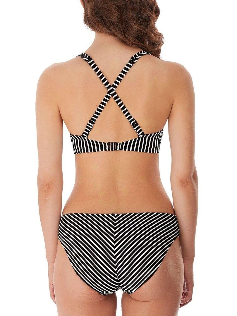 Haut de maillot foulard à rayures Beach hut   Noir