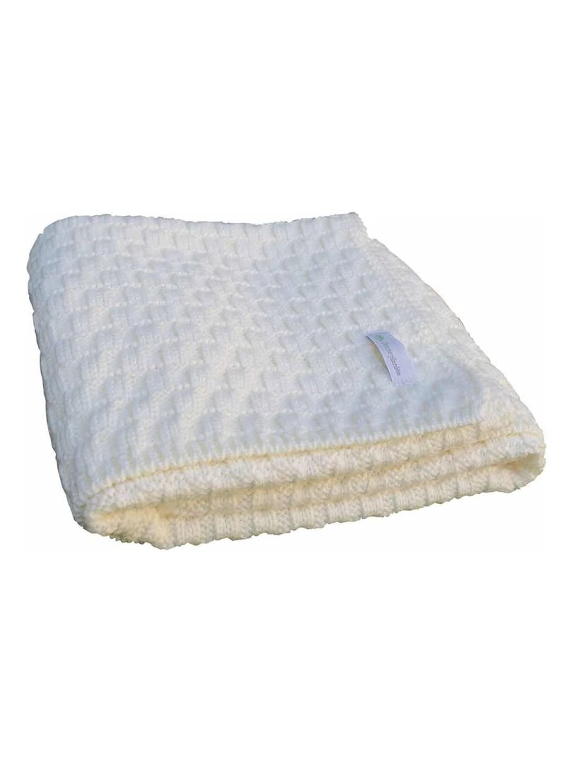 COUVERTURE POUR BEBE EN PURE LAINE Ecru