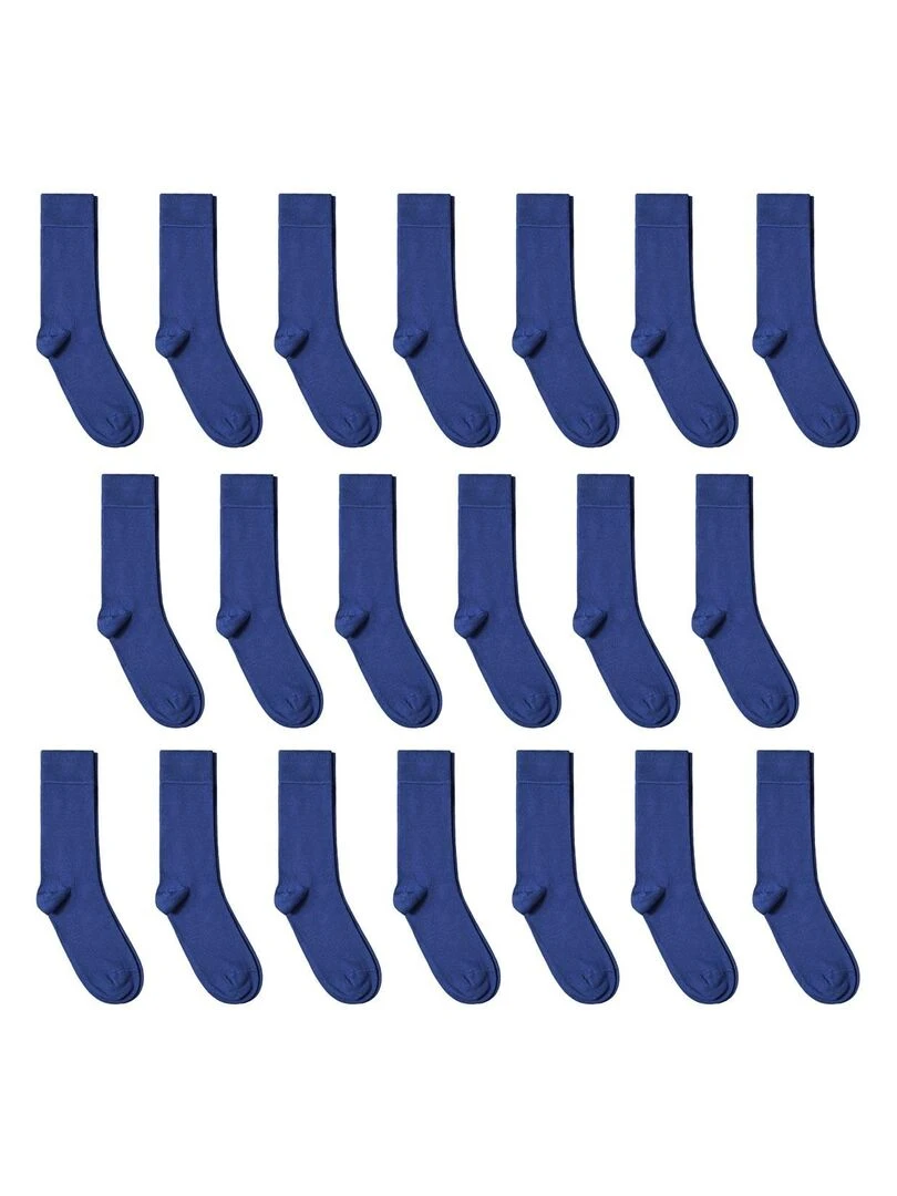 Chaussettes Jersey Coton Lot 20 Paires Fabrication UE Bleu roi