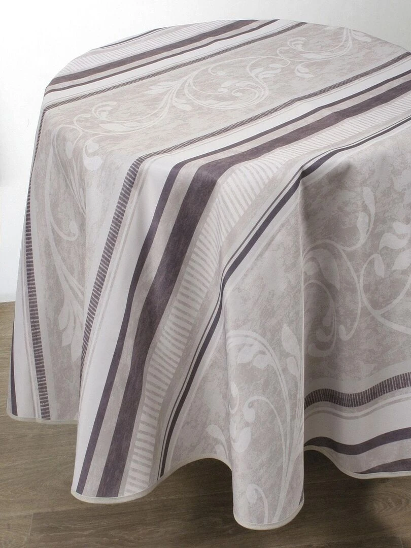 Nappe Anti taches Arabesque Ronde 160 cm Beige