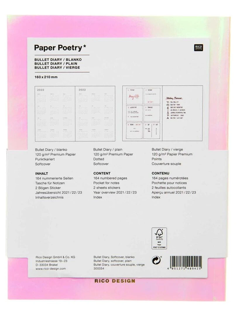 Bullet journal couverture souple Acid Leo   16 x 21 cm   N/A